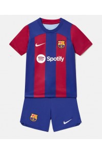 Barcelona Jalkapallovaatteet Lasten Kotipeliasu 2023-24 Lyhythihainen (+ Lyhyet housut)